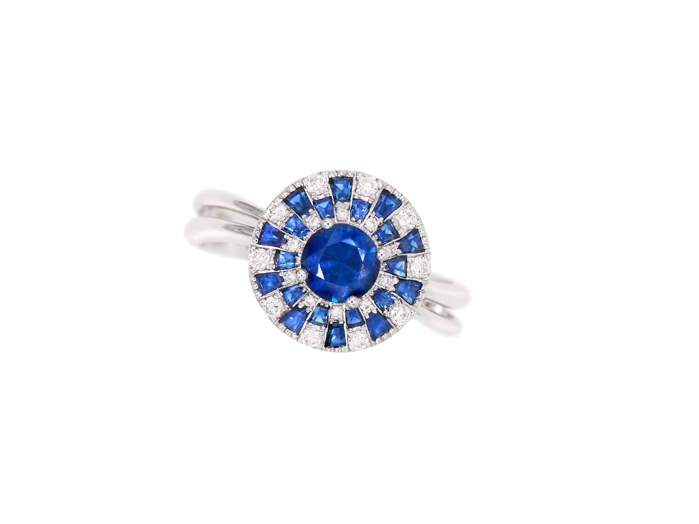 Sapphire & Diamond Checkerboard Ring