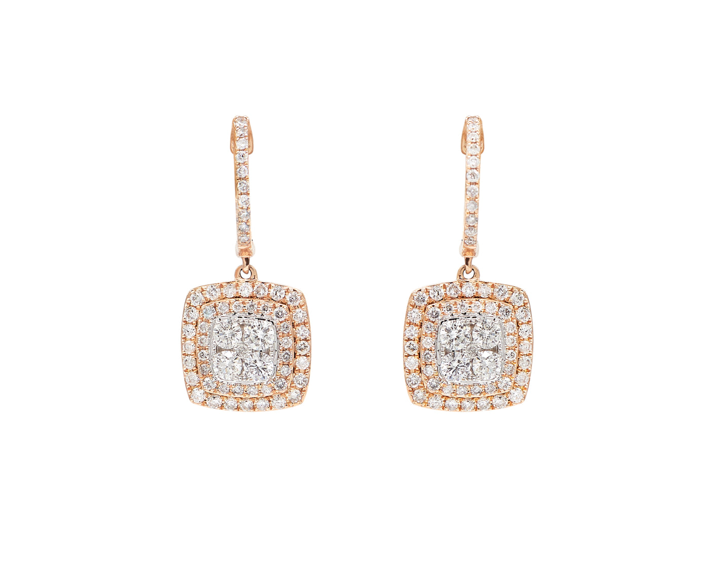 Rose Gold Diamond Drop Earrings