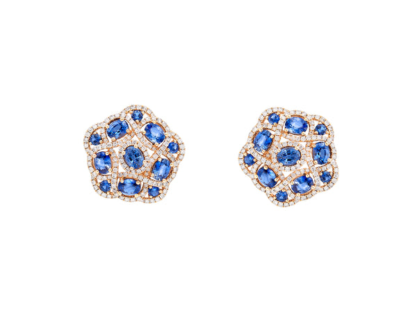 Sapphire & Diamond Rose Gold Earrings