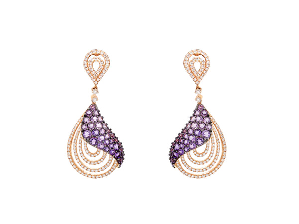 Amethyst & Diamond Drop Earrings