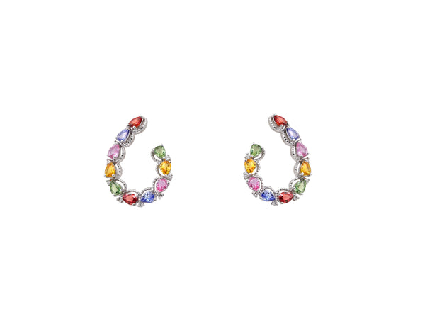 Multi Colored Sapphire Earring